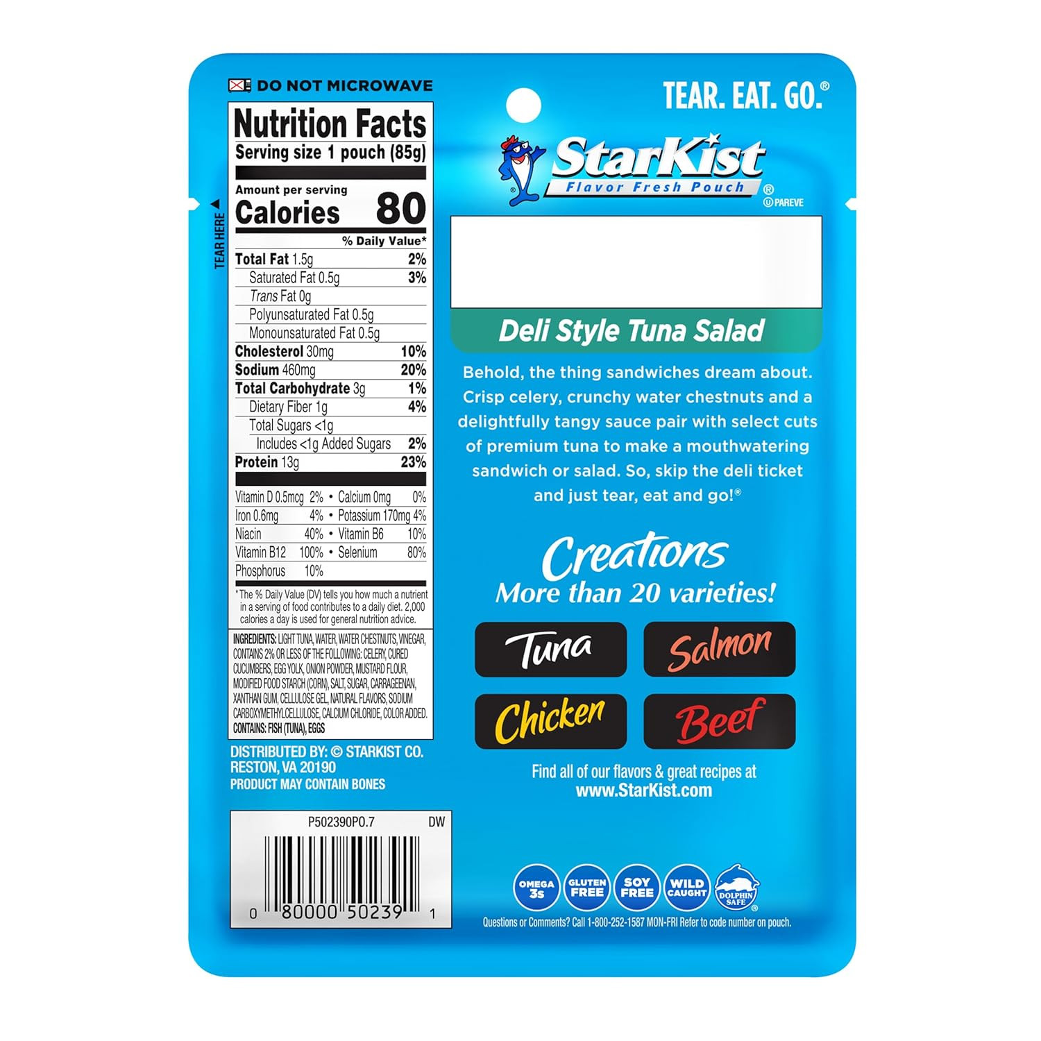 Tuna Creations Ready to Eat Meals Tuna Salad, 3 Oz Pouch Deli Style