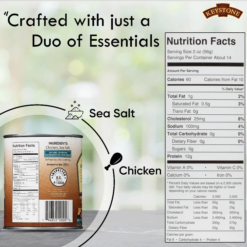 All Natural Canned Chicken 28 oz Premium Chunk White Meat in Water