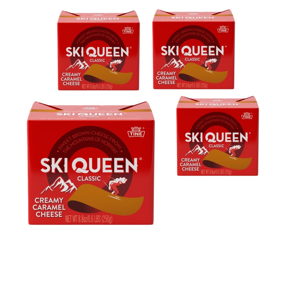 Ski Queen Gjetost Cheese – 8.8 oz (4 Pack) Norwegian Brown Cheese Gjetost