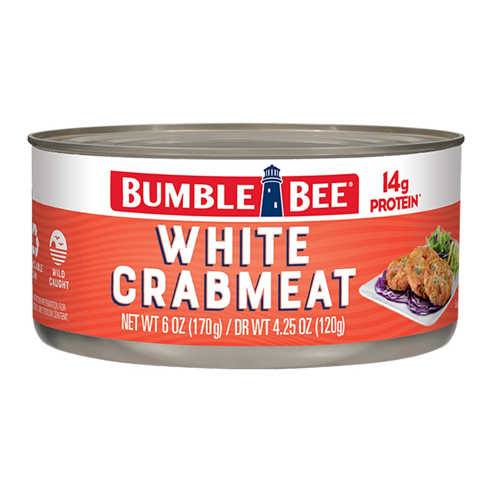 Bumble Bee White Flake Crab Meat in Water, 6 oz Can 14g Protein & 1g Carb Pe…