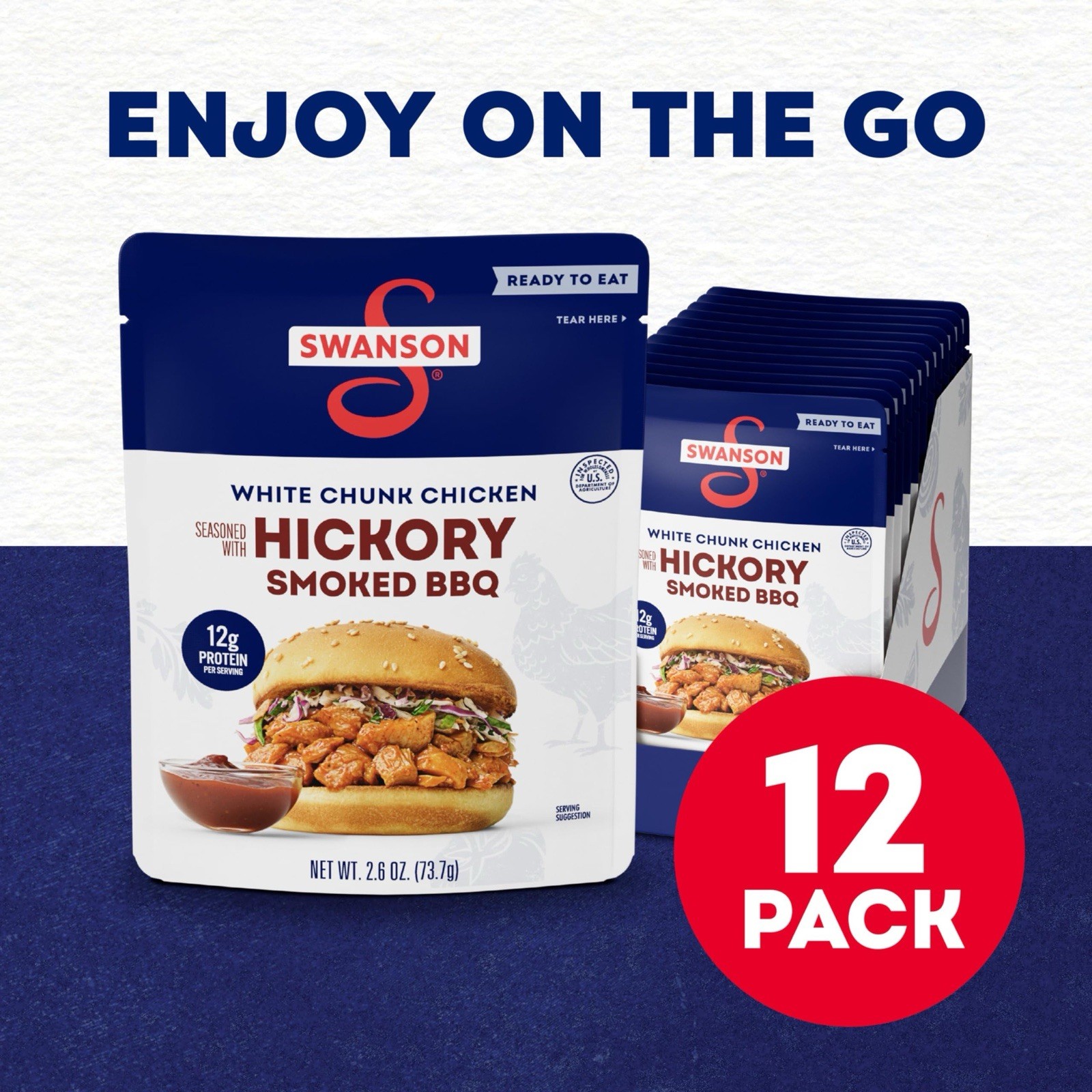 Swanson Hickory Smoked🔥BBQ, Fully Cooked Chicken 🍗 2.6 OZ (12 Pack)