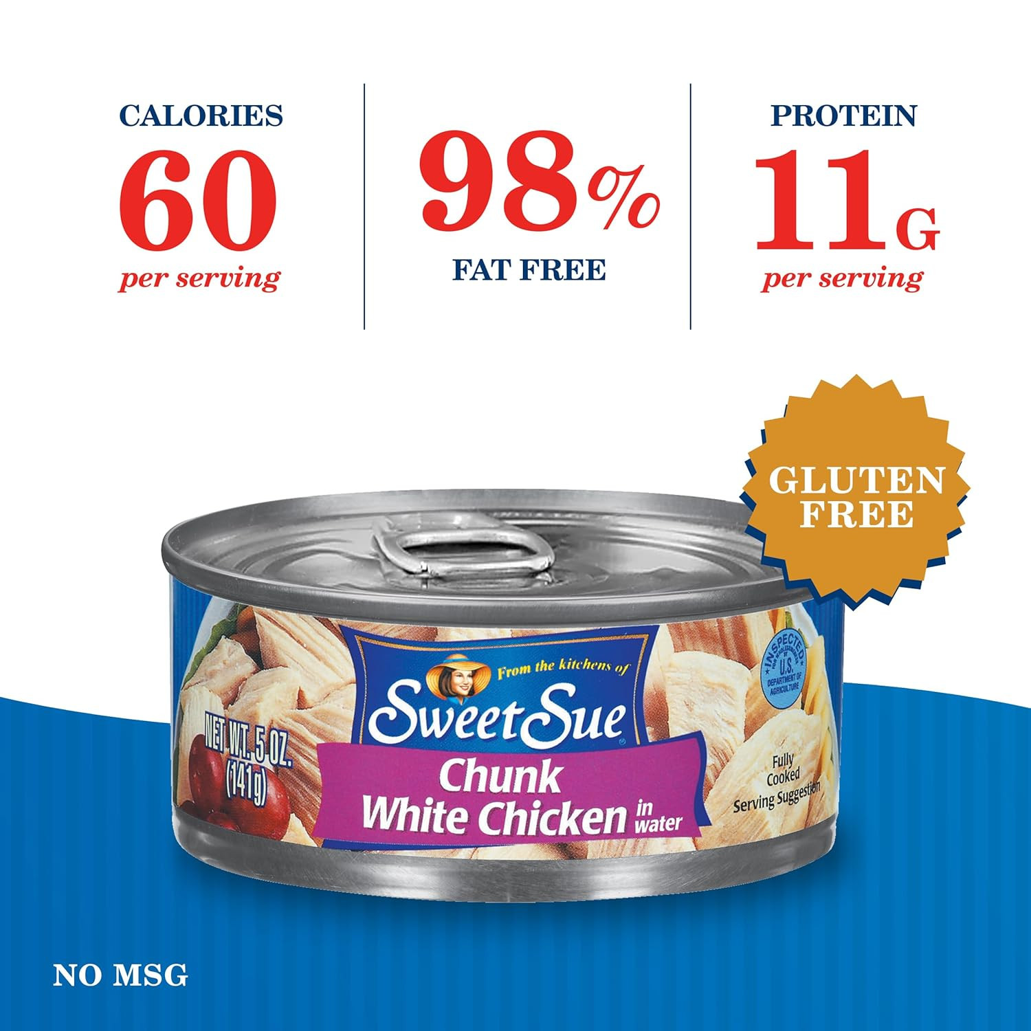 Canned Chicken Breast with Rib Meat in Water – 11G Protein per Serving – Gluten
