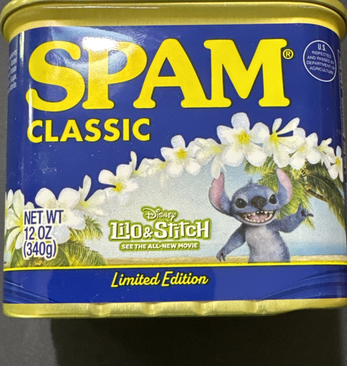 Lilo and Stitch SPAM Shaka Limited Edition From Hawaii 12 Ounce Can Musubi