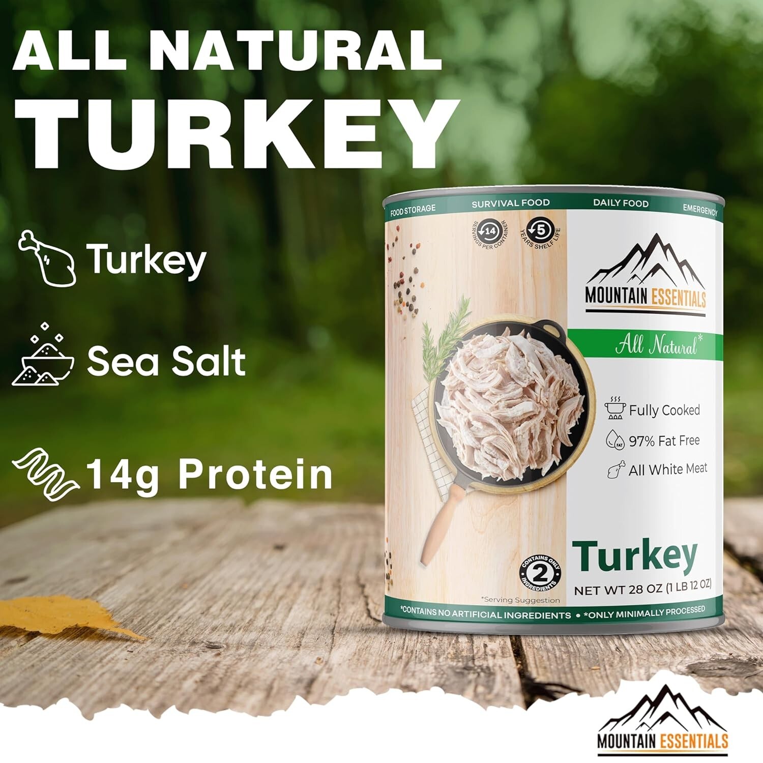 MOUNTAIN ESSENTIALS Fully Cooked Ready to Eat Canned Turkey 28 Oz | Pack of 1