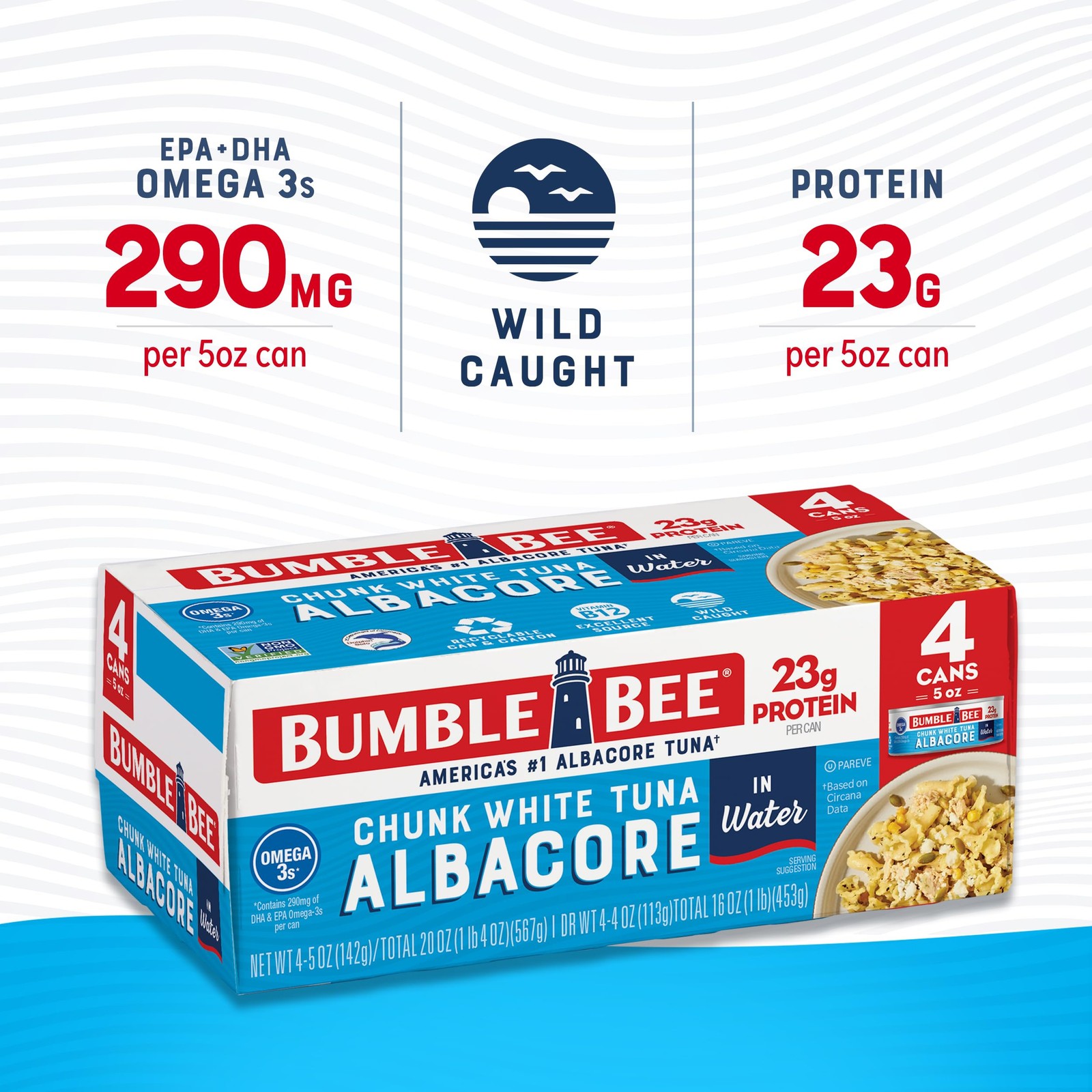 Chunk White Albacore Tuna in Water, 5 oz Can (Pack of 4) – Wild Caught Tuna -…