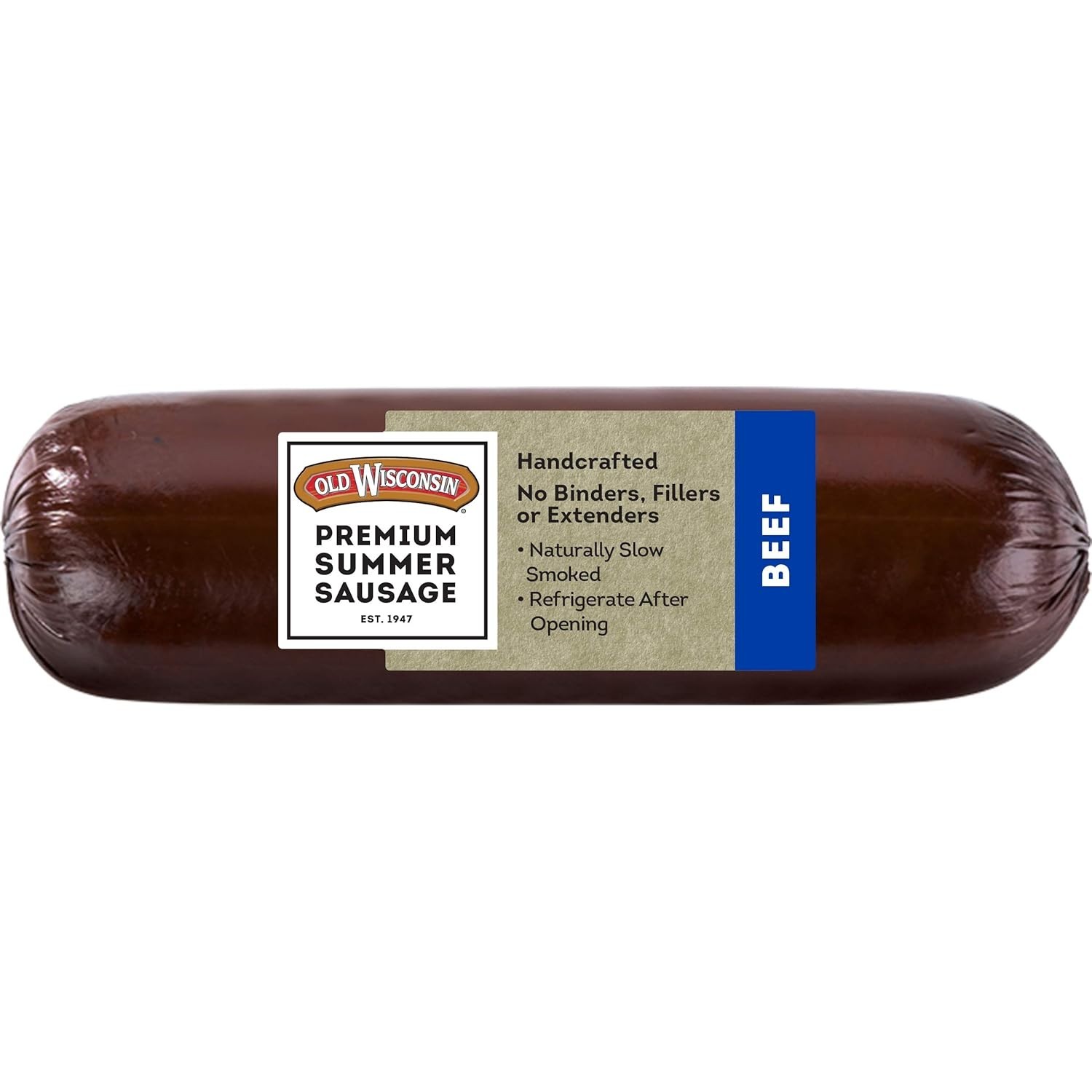 8oz Natural Hardwood Smoked Beef Summer Sausage – Perfect Charcuterie Delight