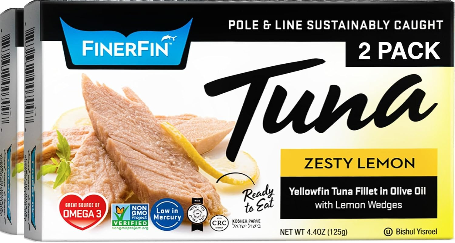 Yellowfin Tuna Fillets in Organic Olive Oil – Zesty Lemon Flavor (4.4Oz Can – 2