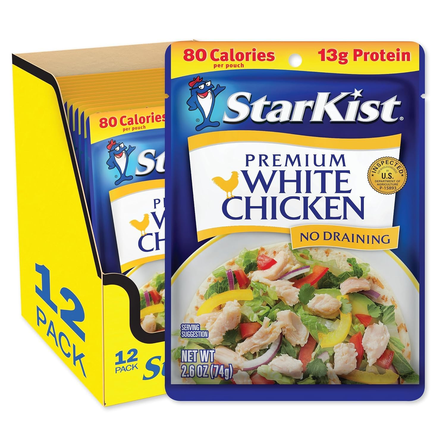 Premium White Chicken – 2.6 Oz Pouch (Pack of 12)