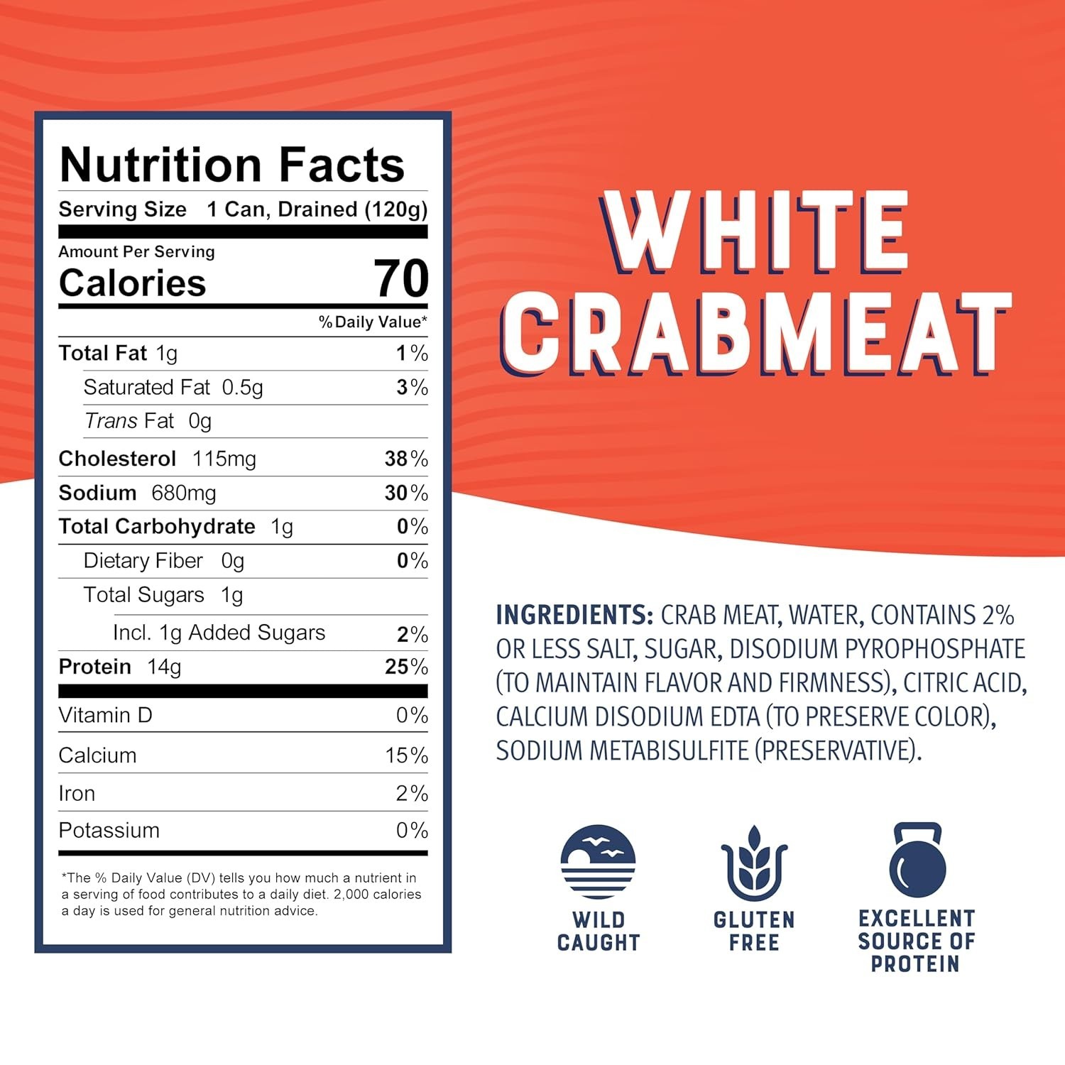 6 oz Can of White Crab Meat – 14g Protein, Low Carb, Easy Meal Prep