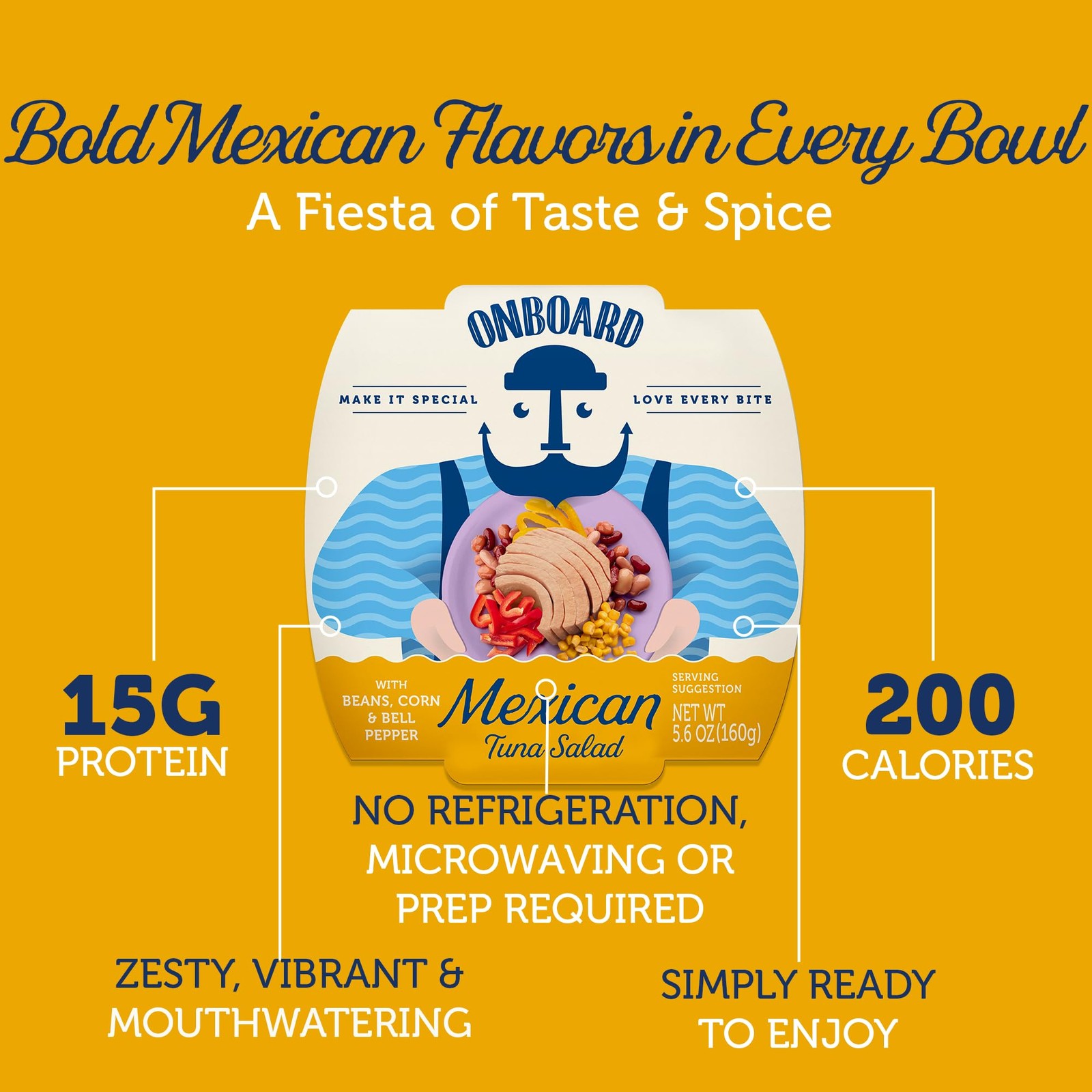 Ready to Eat Mexican Tuna Salad – Tuna Snacks with Beans, Peppers, Corn & Lim…