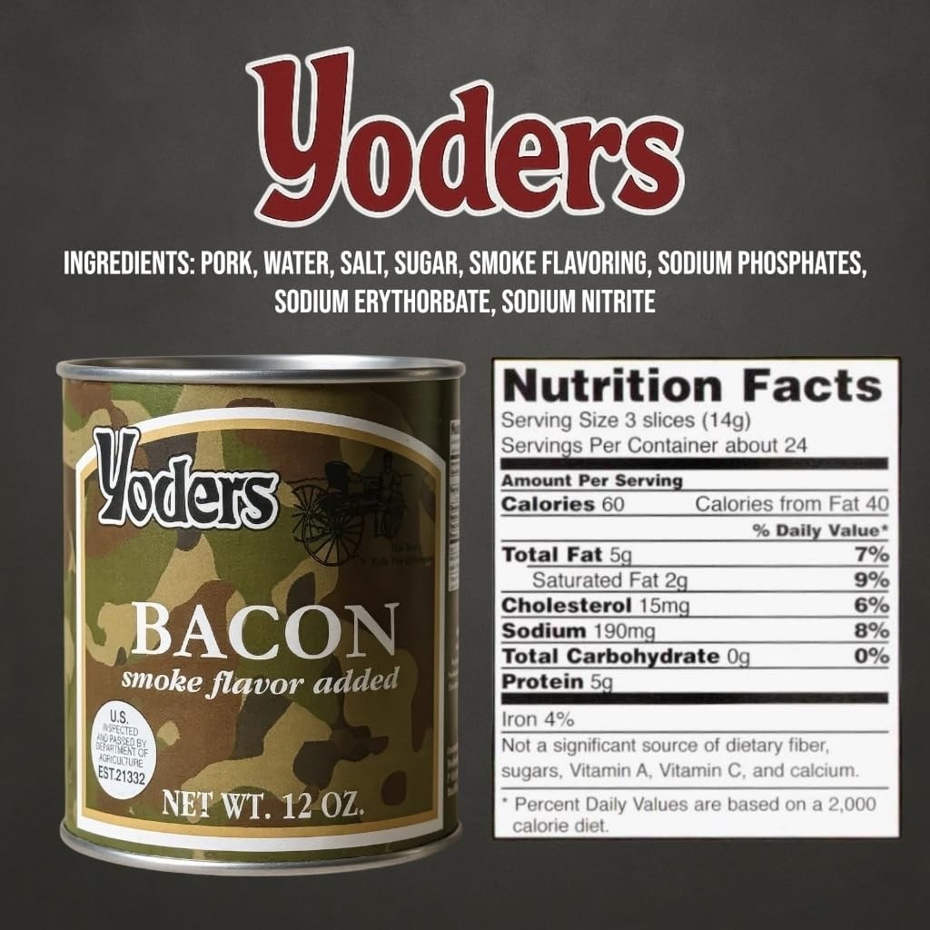 Canned Fully Cooked Bacon – Shelf Stable Meat Precooked Bacon – 10 Storage –…