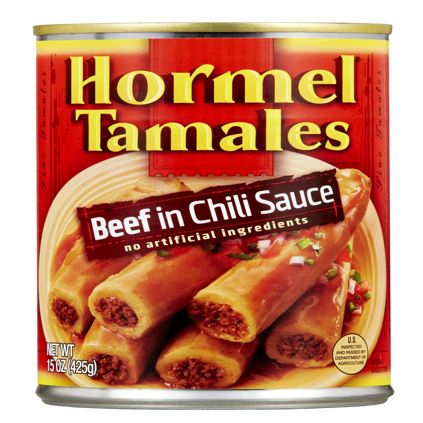 (4 pack) HORMEL Beef Tamales in Chili Sauce, Shelf-Stable, 15 oz Steel Can