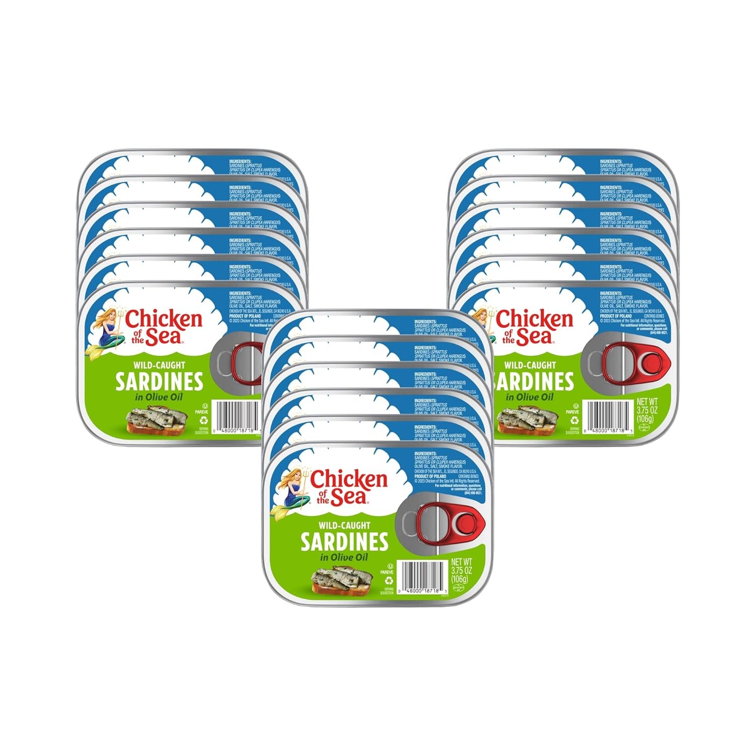 Chicken of the Sea Sardines in Olive Oil, 3.75 oz. Cans (Pack of 18), Wild