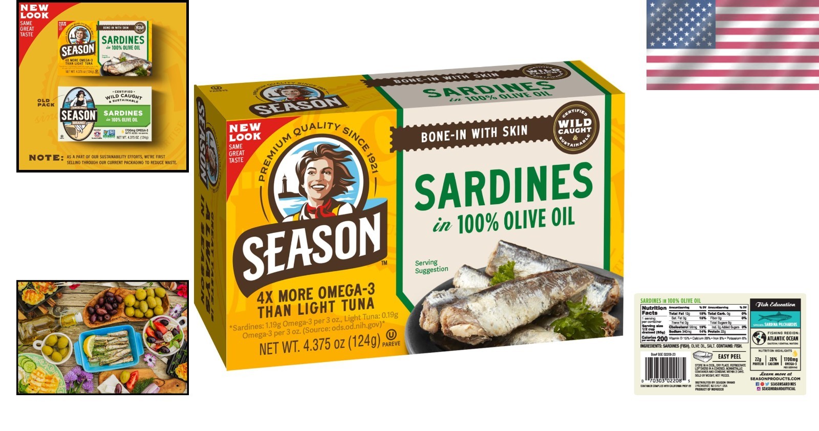 Wild Caught Sardines in Olive Oil – 24pk 4.37oz Tins, 22g Protein, Keto, High…