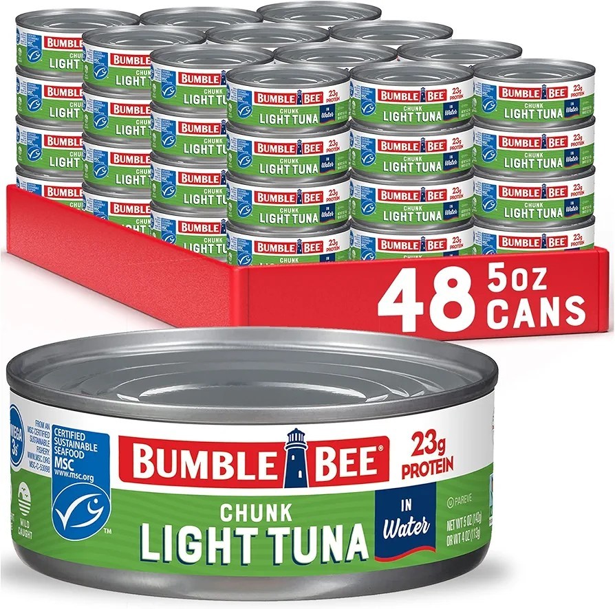 Chunk Light Tuna in Water, 5 oz Cans (Pack of 48) – Wild Caught Tuna – 22g Pr…
