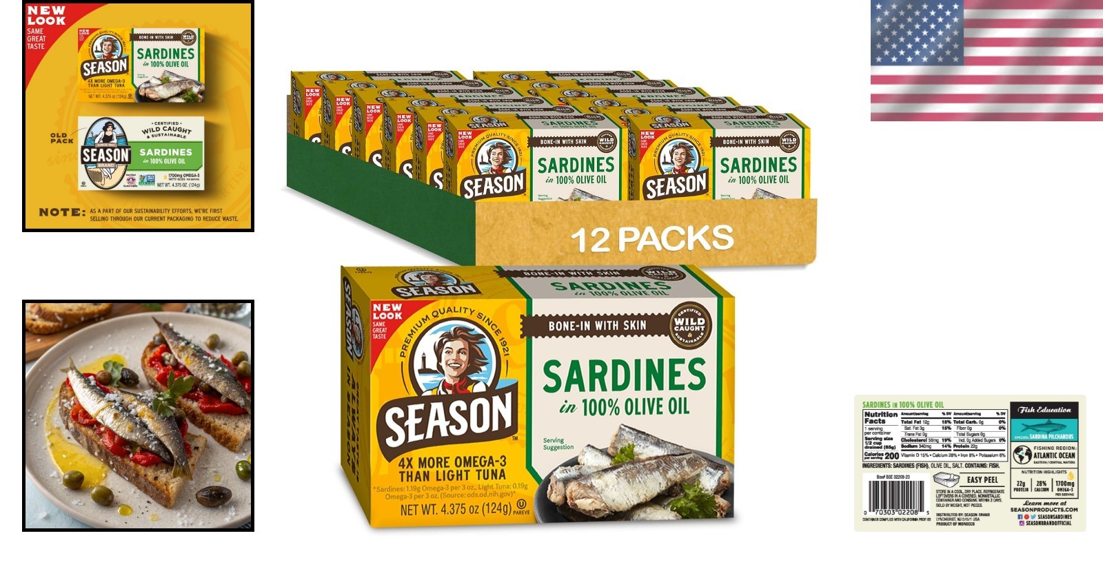 Wild Caught Sardines in Olive Oil – 22g Protein, Omega-3 Powerhouse, 12-Pack