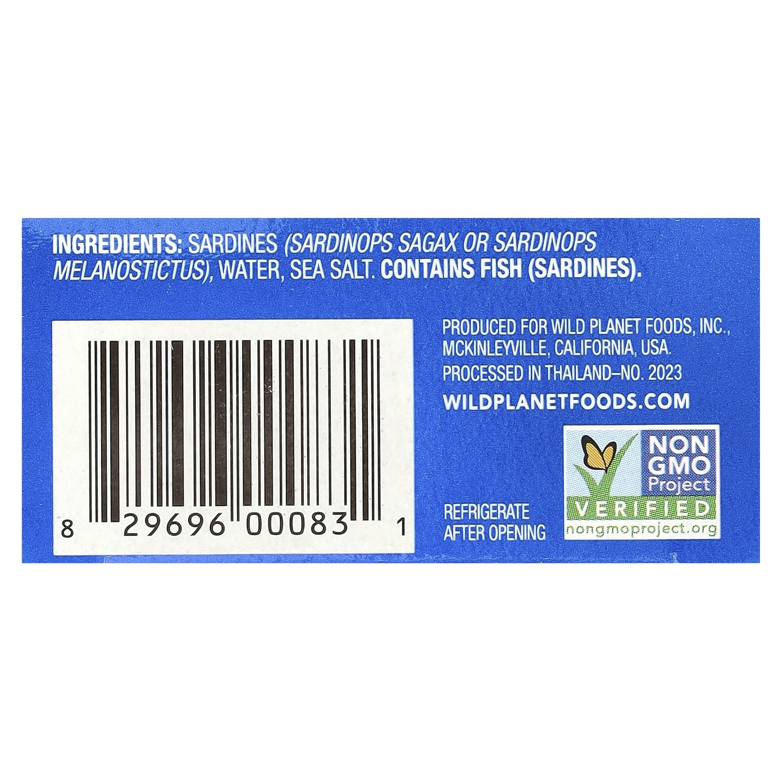 Wild Sardines In Water with Sea Salt, 4.4 oz (125 g)