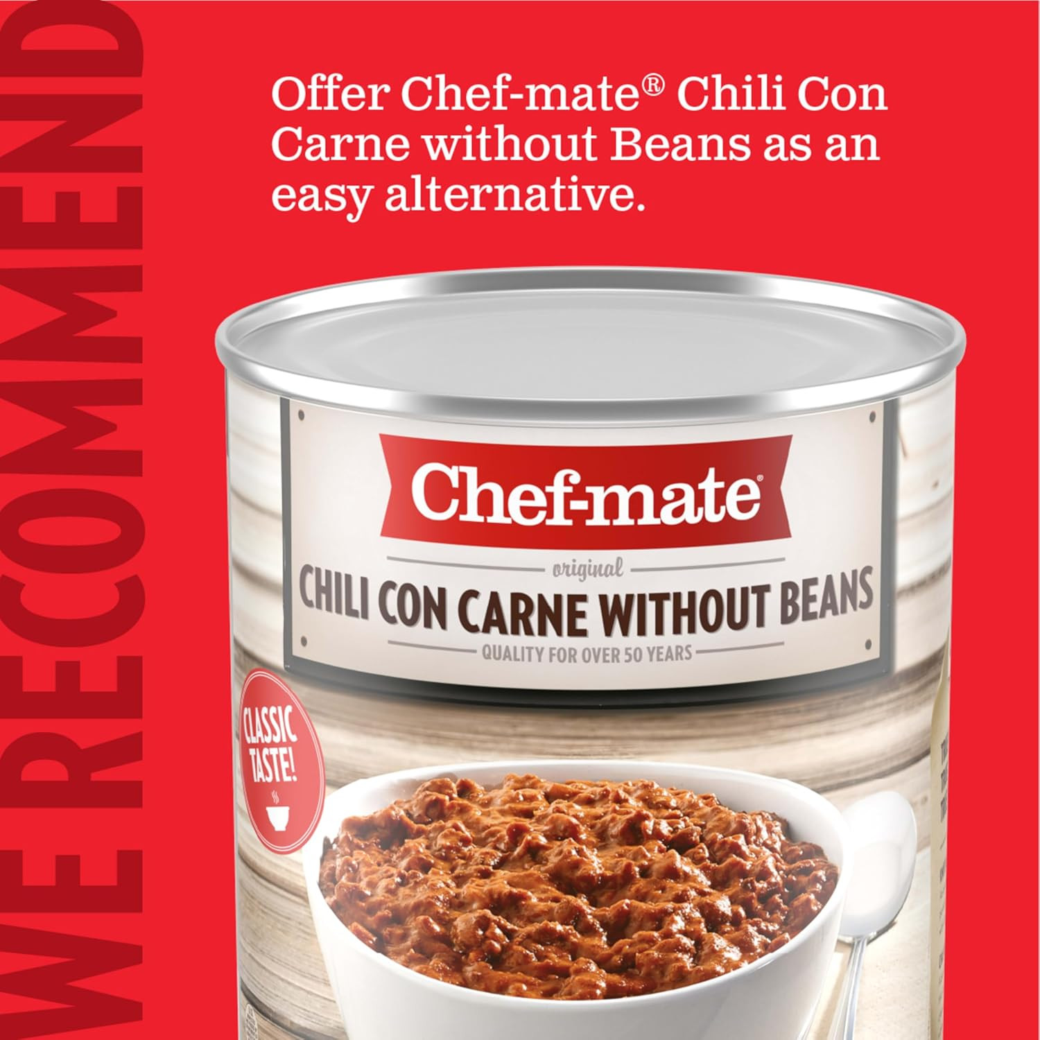 Beef Chili, Canned Beans with Meat, 6 Lb 11 Oz (#10 Can Bulk)