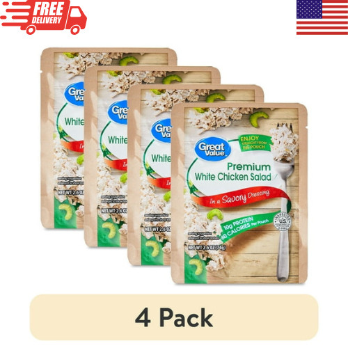 Great Value Premium White Chicken Salad Pouch Ready To Eat 2.6 Oz 4 Pack
