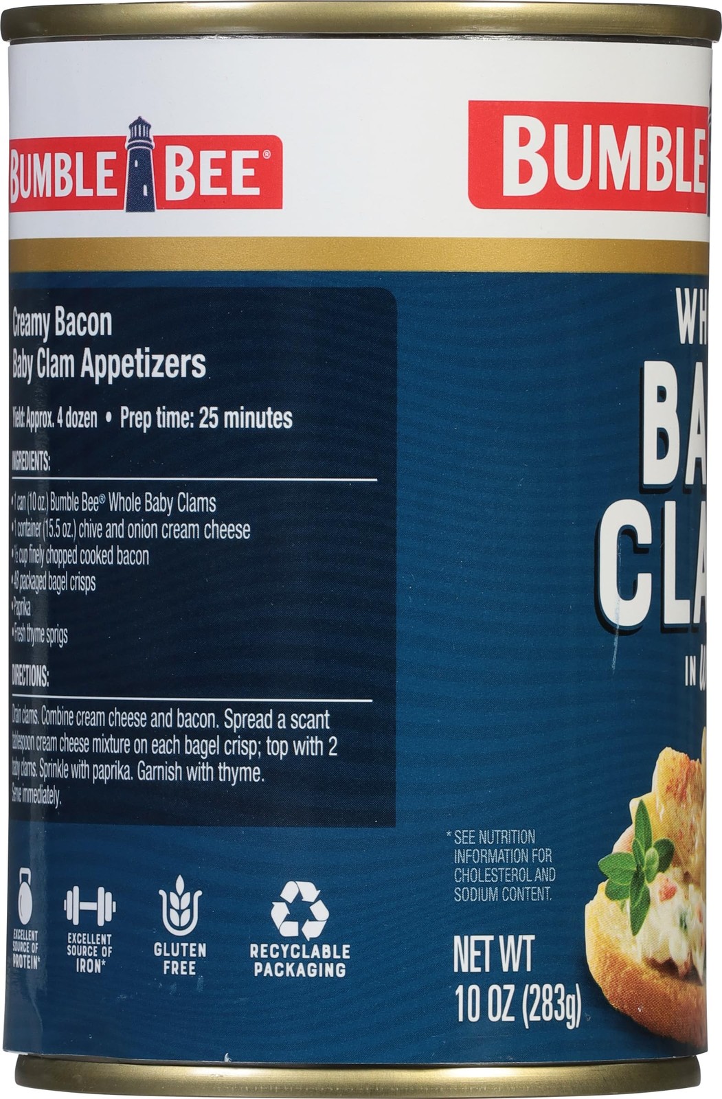 Whole Baby Canned Clams, 10 oz Can (Pack of 12) – Ready to Eat – 13g Protein …