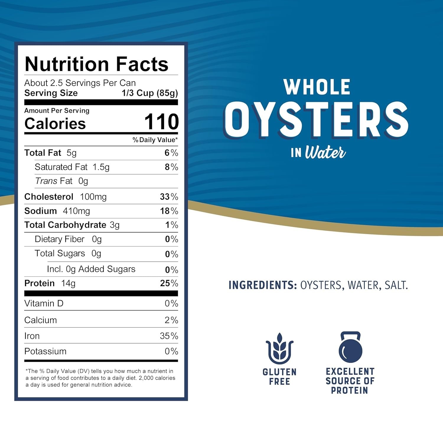 Ready to Eat Whole Oysters, 8 oz Can – Gourmet Flavor & 14g Protein Per Serving