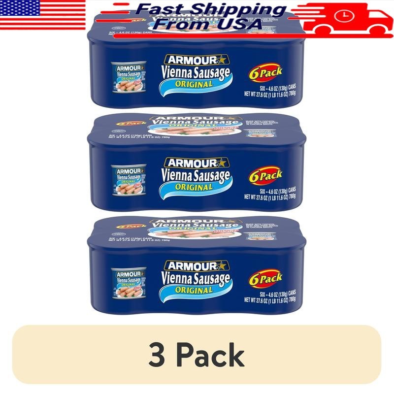 Canned Vienna Sausage Original Flavor Dry 3 Pack Ready to Eat Survival Food New