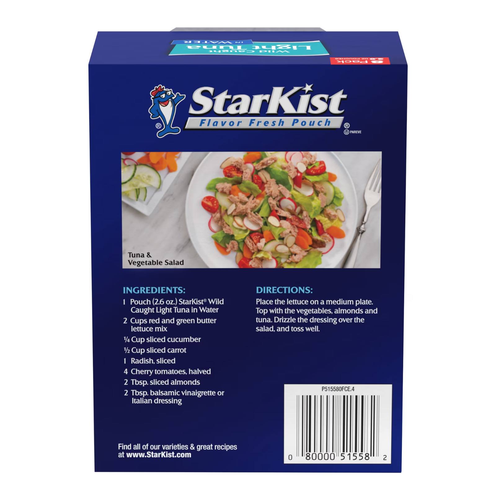 StarKist Chunk Light Tuna in Water – 2.6 oz Pouch (8-Pack)