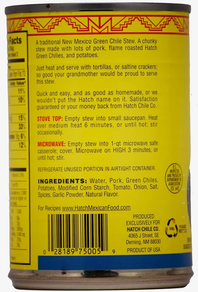 Hatch Green Chile Stew with Pork Pack of 6
