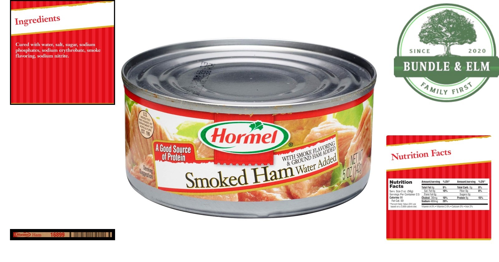 Gluten Free Canned Ham, 12 Pack of 5 Ounce Containers, Easy Meal Ingredient
