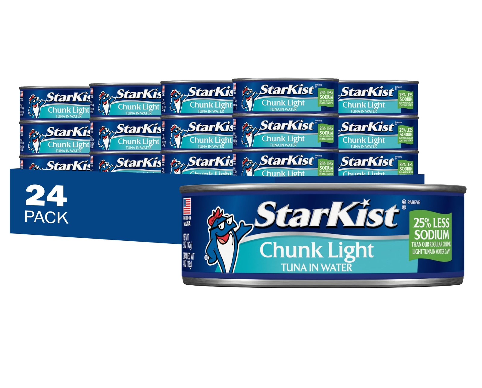 StarKist 25 Less Sodium Chunk Light Tuna 5oz Pack of 24 Wild Caught Protein