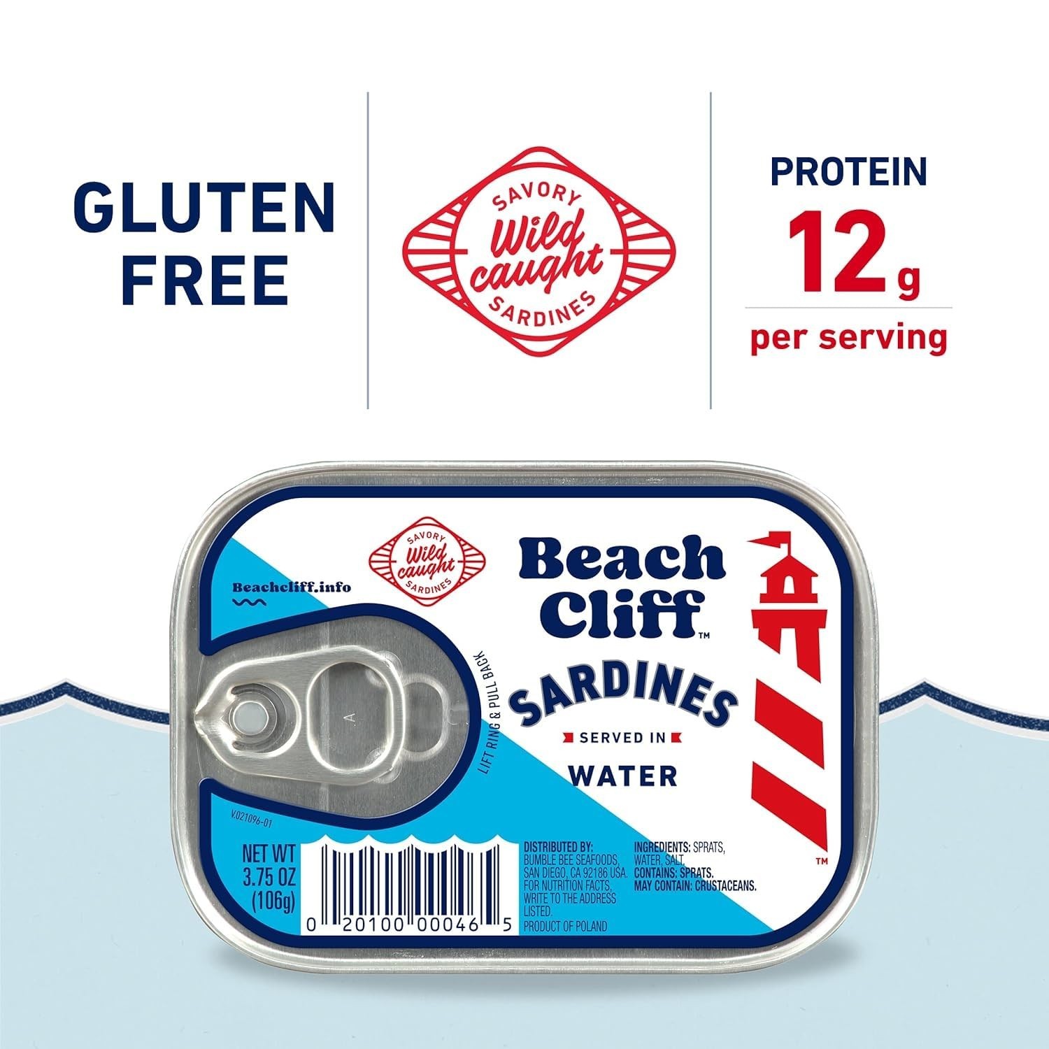 Wild Caught Sardines in Water 12 Pack 3.75 oz Can