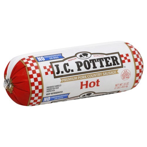 JC Potter Hot Country Sausage 16 Oz (4 Pack)