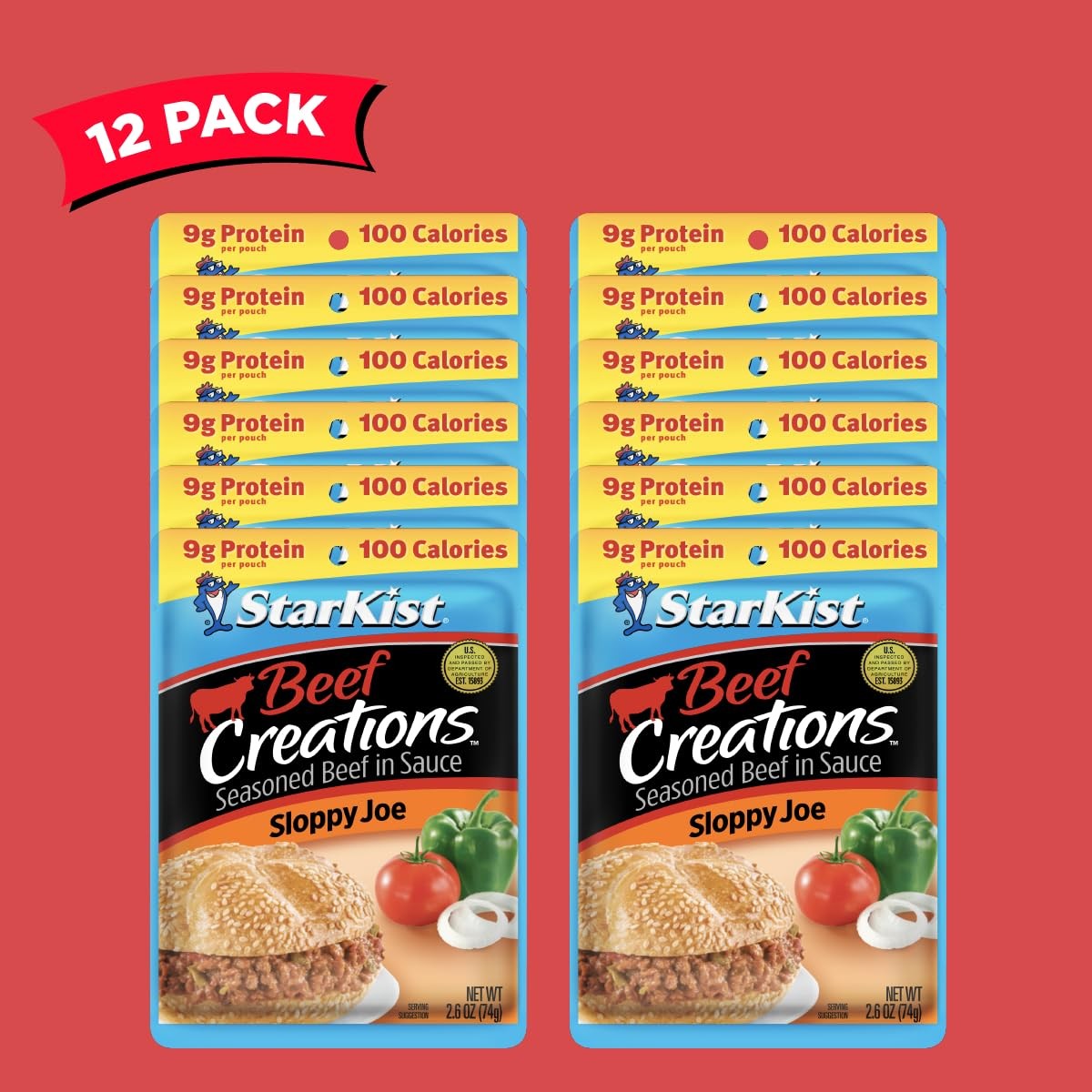 StarKist Beef Creations Sloppy Joe, 2.6 oz Pouch, 12 pack