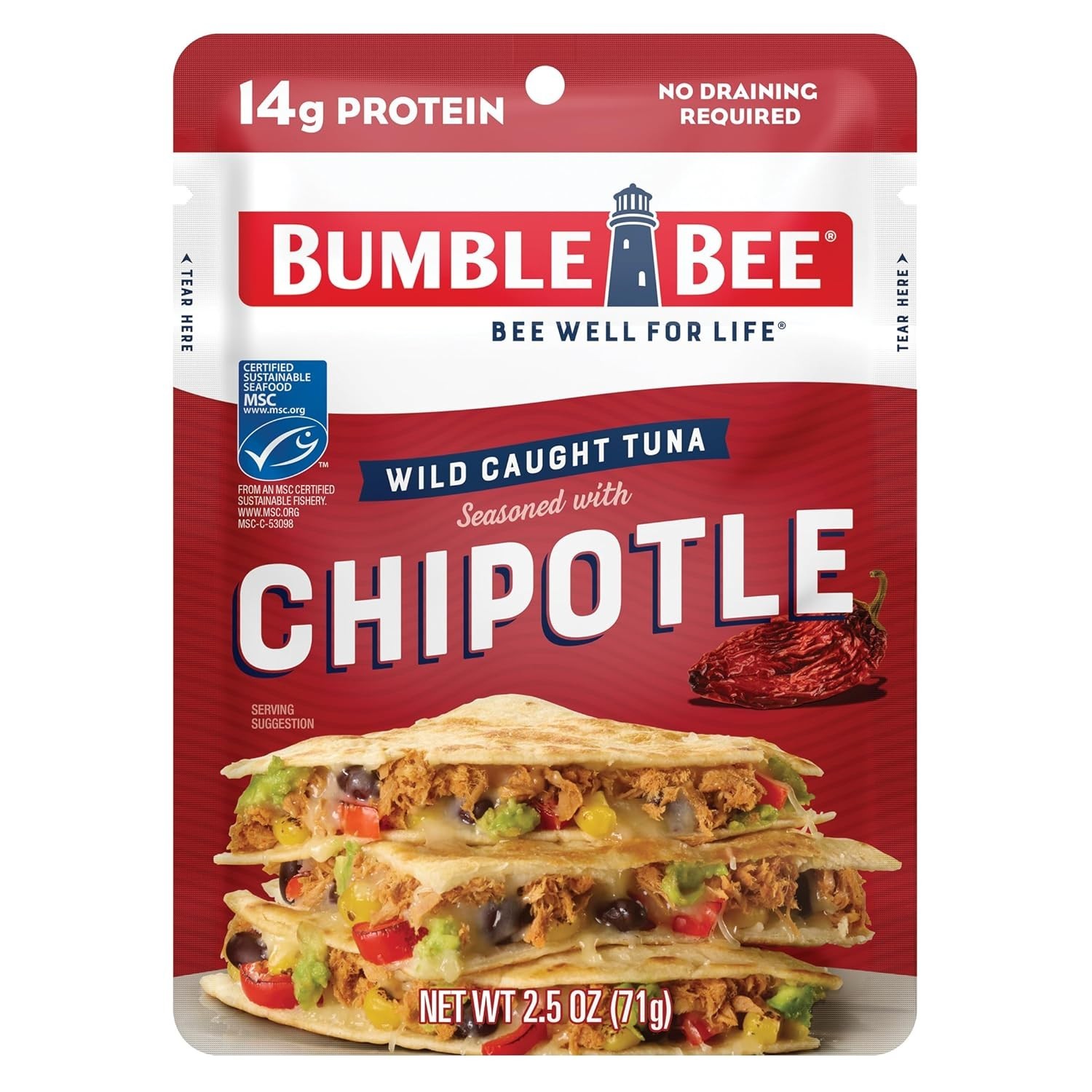 Chipotle Seasoned Tuna, 2.5 oz Pouch – Ready to Eat