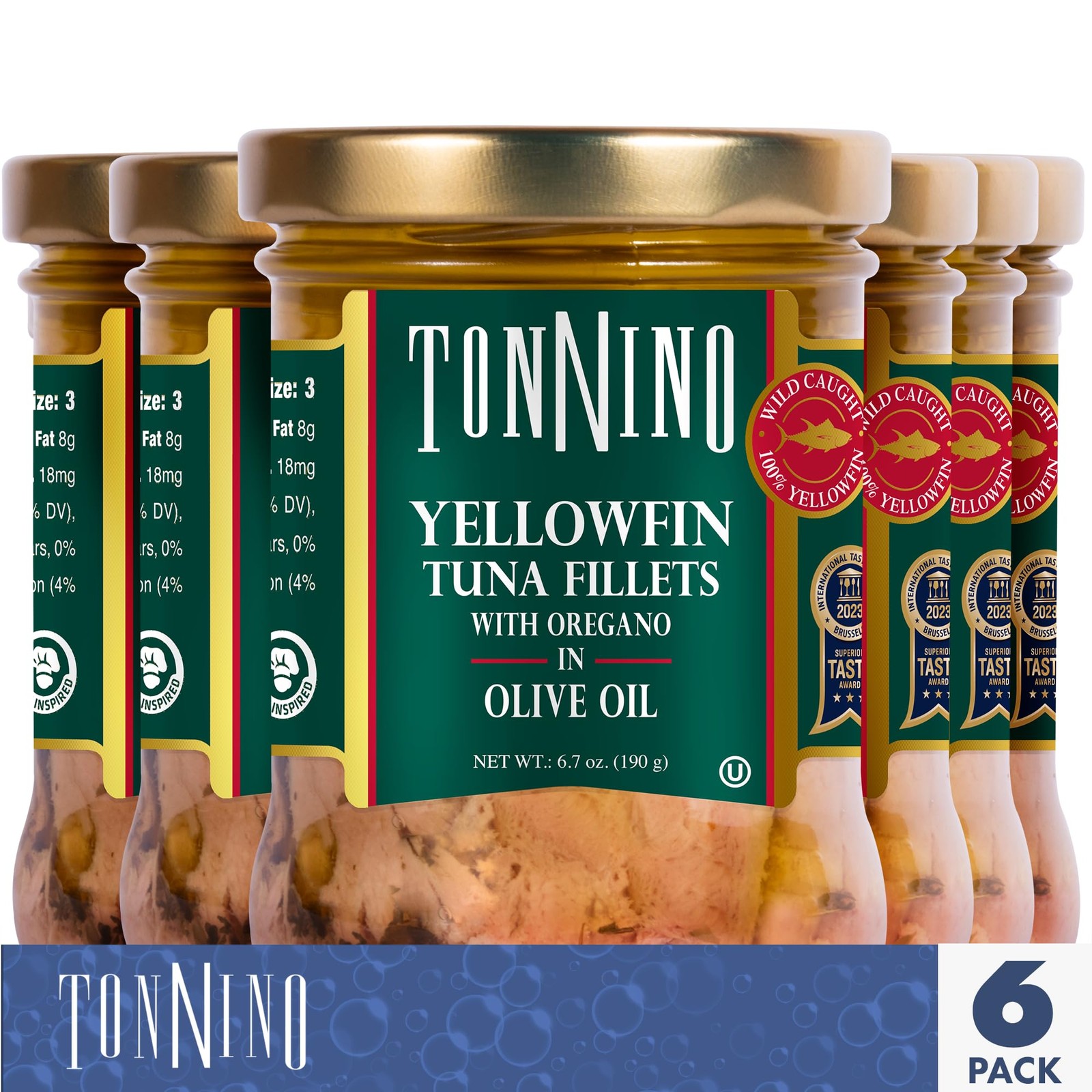Tonnino Yellowfin Tuna Fish – Oregano in Olive Oil – Pack of 6 – Alternative …