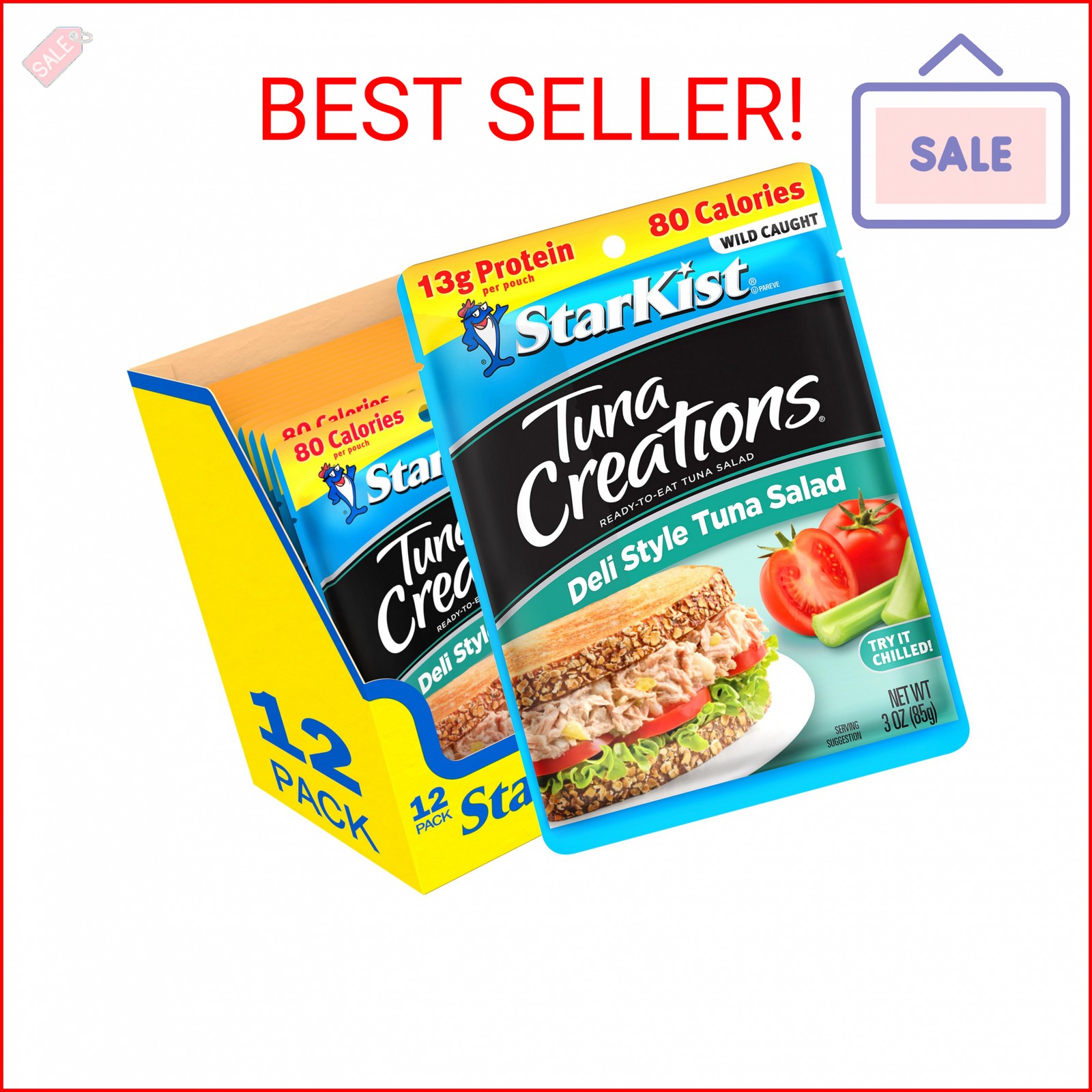 StarKist Tuna Creations Deli Style Tuna Salad Pouch (3 oz – 12 Pack) Wild Caught