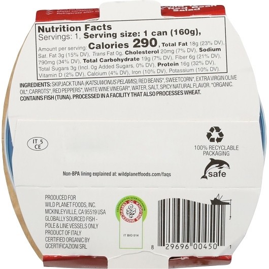 Wild Planet Tuna Bean & Corn Salad, 5.6 Ounce, 9 Per Case