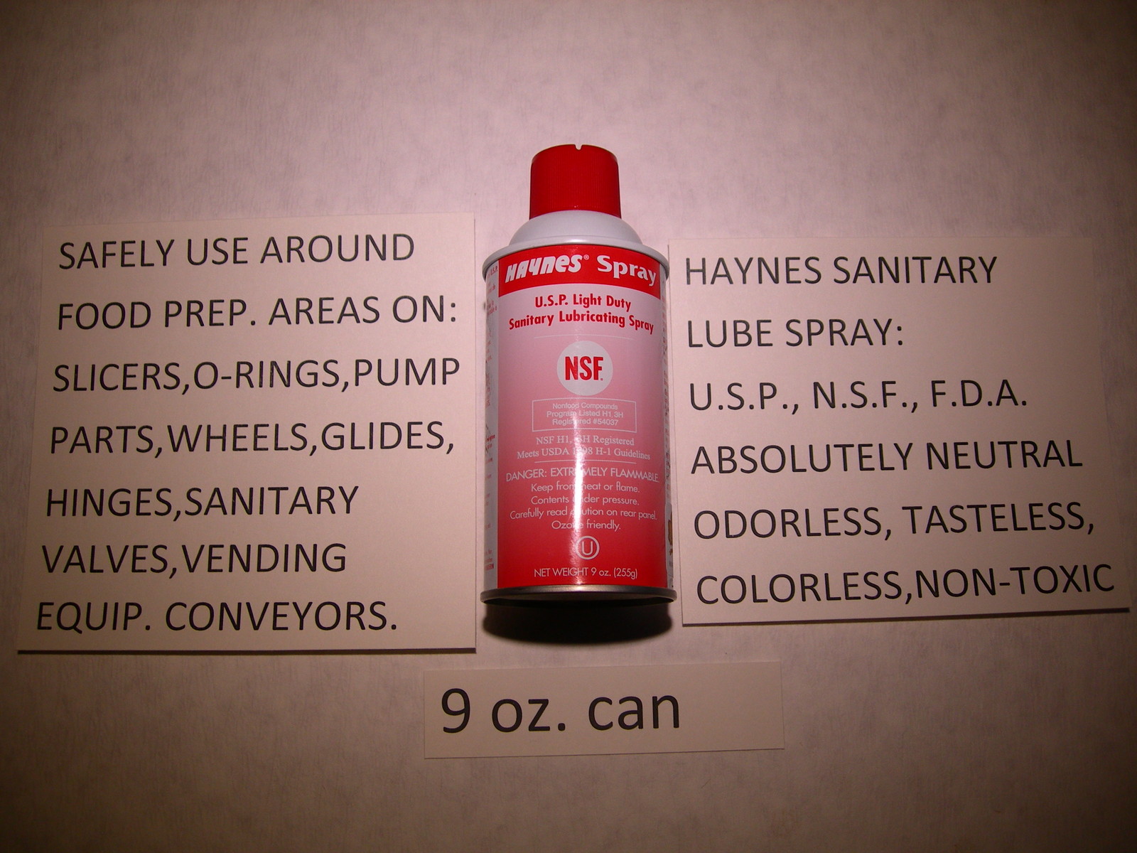 1cs.6 CANS OF HAYNES SANITARY LUBE SPRAY, USE WITH YOUR BROASTER* PRESSURE FRYER